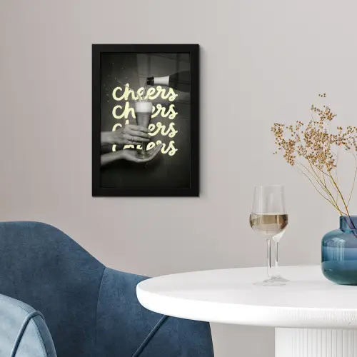 Cheers - Wijn - Zwart - Wit fotolijst zwart zonder passe partout klein -sfeer4