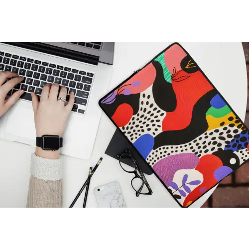 Abstract - Vormen - Kleuren - Stippen laptophoes neopreen klein -bureau