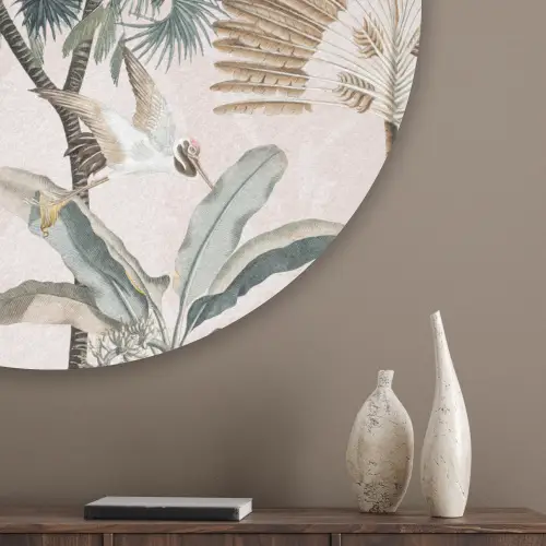 Bladeren - Monstera - Jungle - Tropical Akoestische PET Vilt - Rond klein -sfeer5_closeup