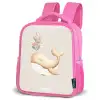 Walvis in pastel beige kleuren Kinderrugzak - Roze middel -schuin