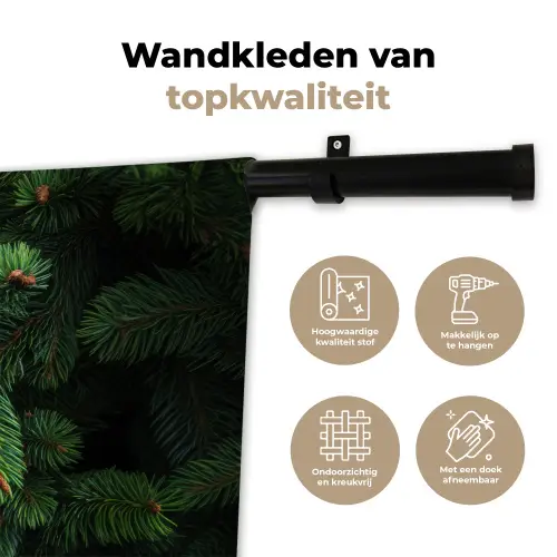 Sparrentakken - Knoppen - Naalden - Groen Wandkleed katoen klein -sfeer2