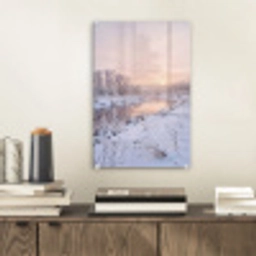 Rivier - Winter - Landschap - Sneeuw - Zonsopgang plexiglas 5mm klein -sfeer1