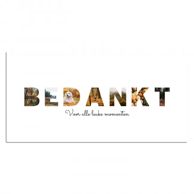 Gepersonaliseerde bureau onderlegger - Bedankt - Lettercollage