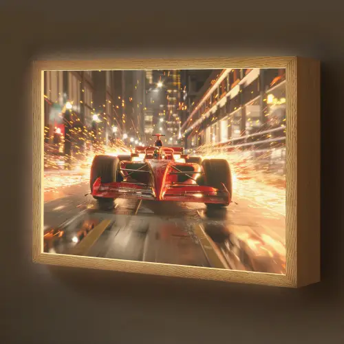 Formule 1 - Auto - Race - Goud - Jongens Light Box met batterij (Wandlamp kind) middel -z3d_website