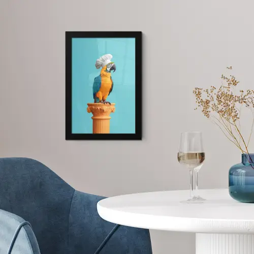 Papegaai - Koksmuts - Grappig - Vogel fotolijst zwart zonder passe partout klein -sfeer4
