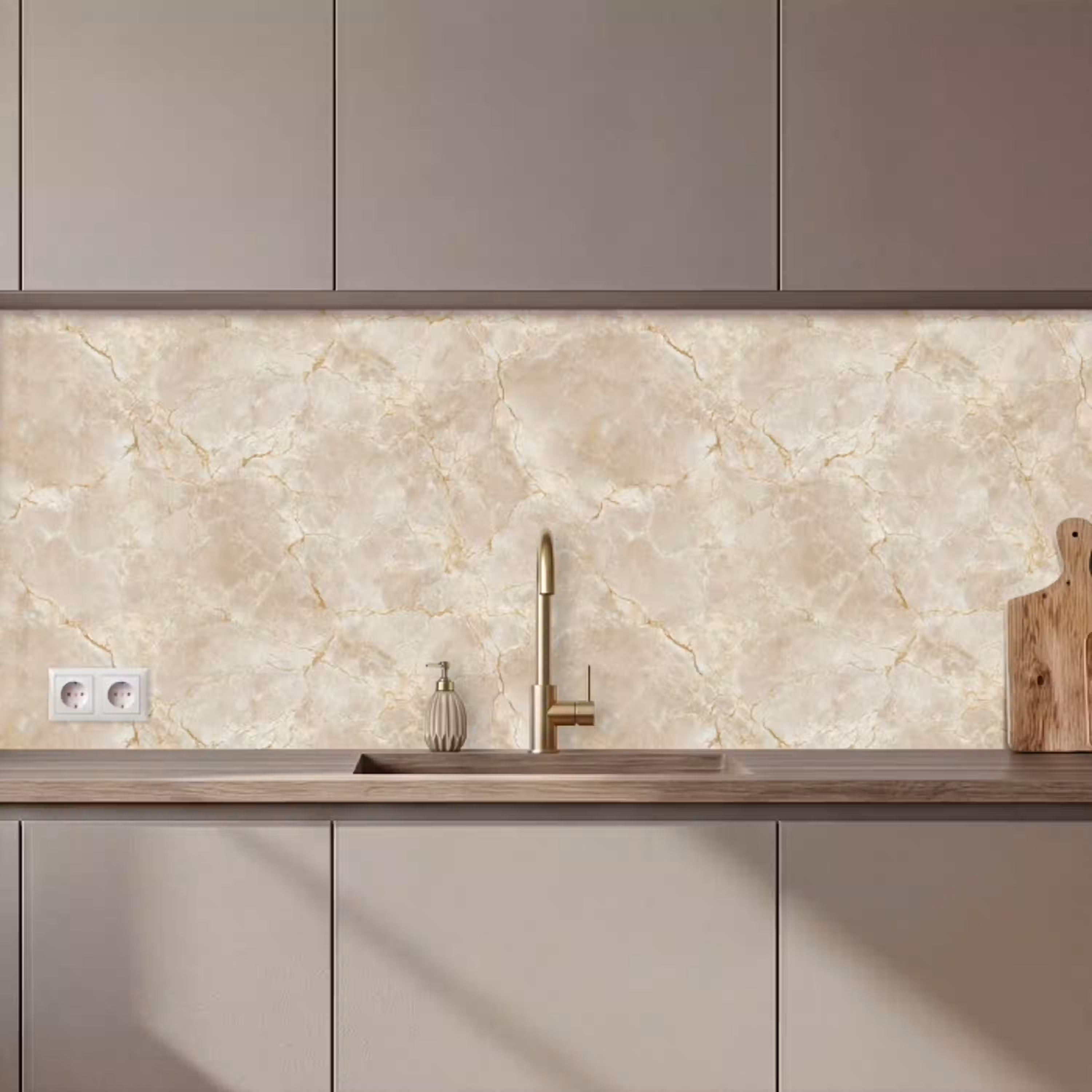 Lichtbeige - Marmer - Aders keuken achterwand 2 middel 871 zz_3dshopping