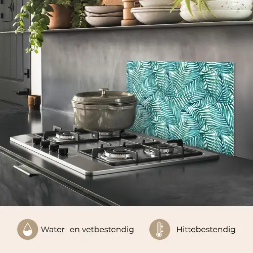 Palmbladeren - Sierlijk - Blauw - Groen keuken achterwand spatscherm klein 900 -usp_NL