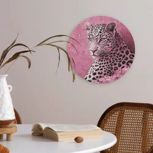 Panter - Luxe - Roze Akoestische PET Vilt - Rond klein -sfeer3