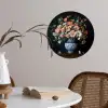 Hout - Vaas - Kleuren - Bloemen Wandcirkel behangsticker klein -sfeer3