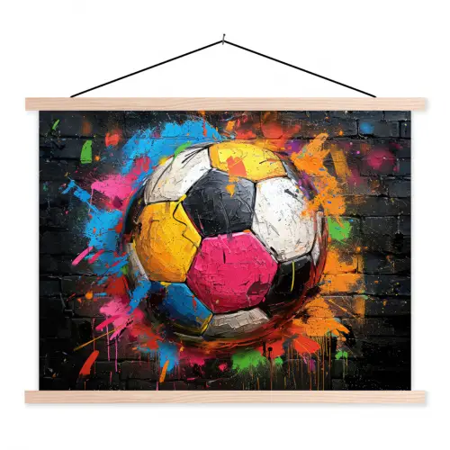 Graffiti - Voetbal - Muur - Street art - Sport textielposter latten blank klein -3d