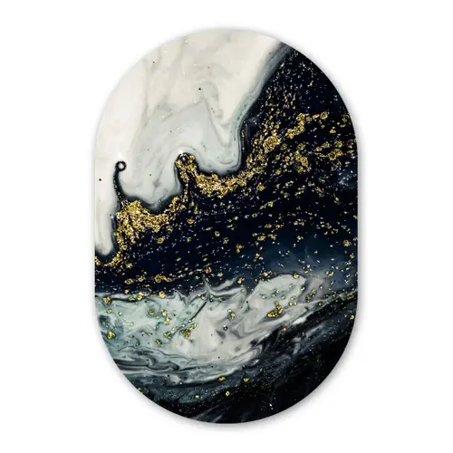 Marmer - Abstract - Goud - Luxe Wandcirkel Ovaal Forex klein -3d