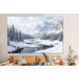 Sneeuwlandschap - Bergen - Rivier - Winter forex 5mm xxl -bovenbank