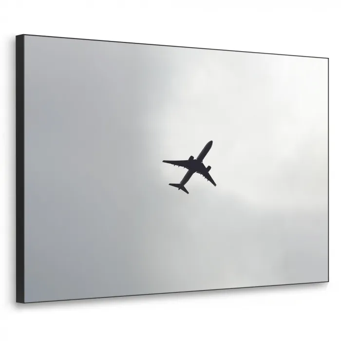 Minimalistisch - Silhouet - Zwart - Vliegtuig Textielframe zwart klein -3d