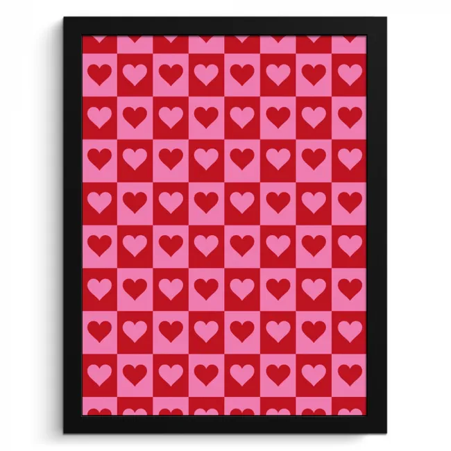 Bilder mit Rahmen - Rot - Rosa - Schachbrett - Valentinstag