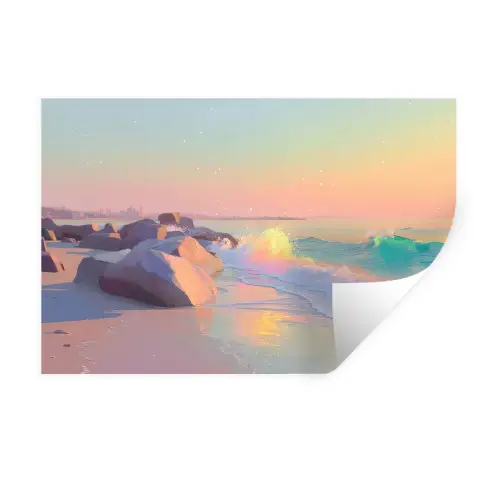 Zomerlicht - Strand - Fonkelende accenten Muursticker klein -3d