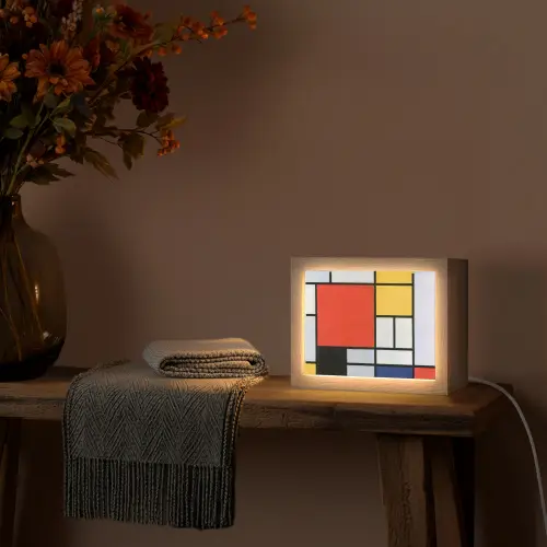 Kunst - Mondriaan - Oude meesters - Compositie 2 Light Box met kabel (Tafellamp) klein -sfeer4