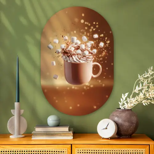 Chocomelk - Drinken - Warm - Bruin Wandcirkel Ovaal Glas middel -sfeer2