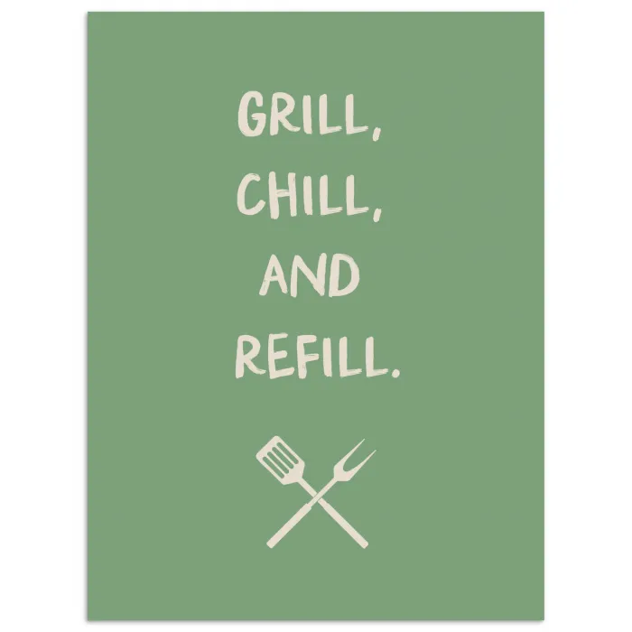 Grill - Groen - Zomer - Quote poster papier klein -3d