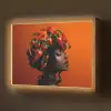 Vrouw - Chilipepers - Pepers - Bloemen Light Box met batterij (Wandlamp) middel -z3d_website