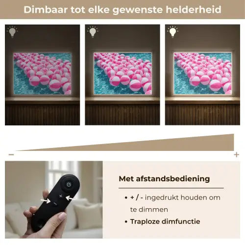 Strandballen - Roze - Water Light Box met batterij (Wandlamp) middel -USP_dimbaarNL