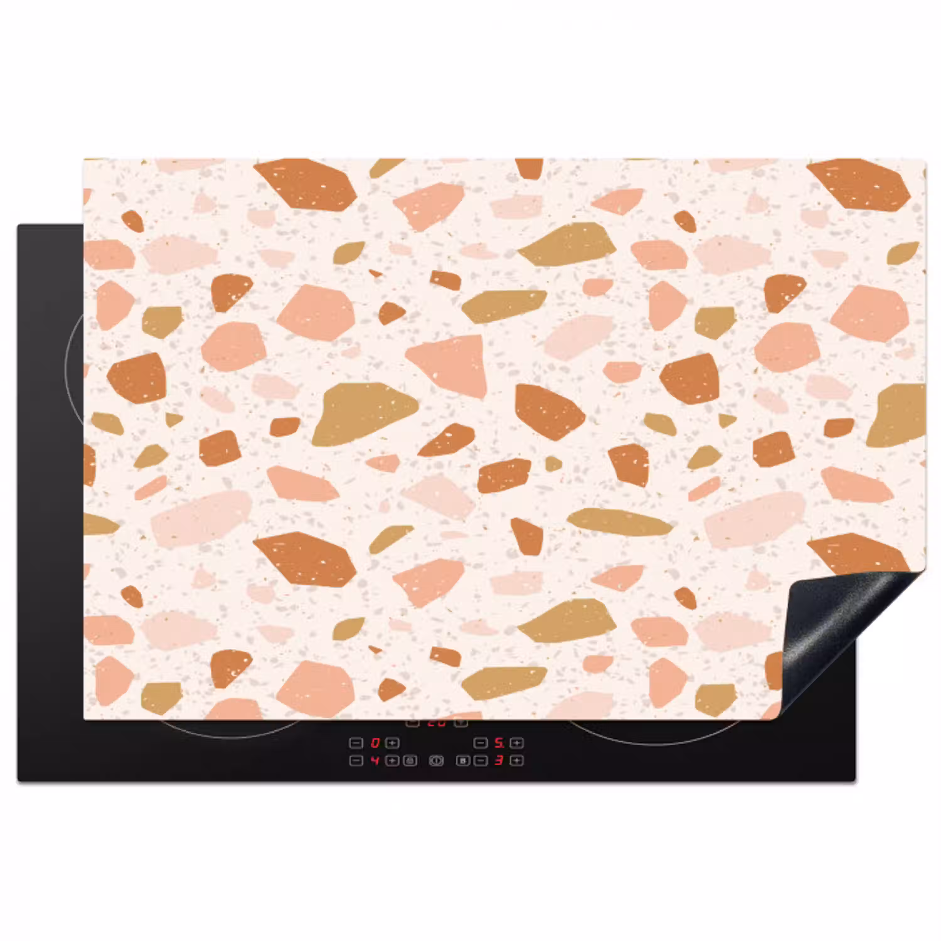 Terrazzo -  Patroon - Kleurrijk - Zalm Inductie beschermer vinyl 3mm klein 276 -3d