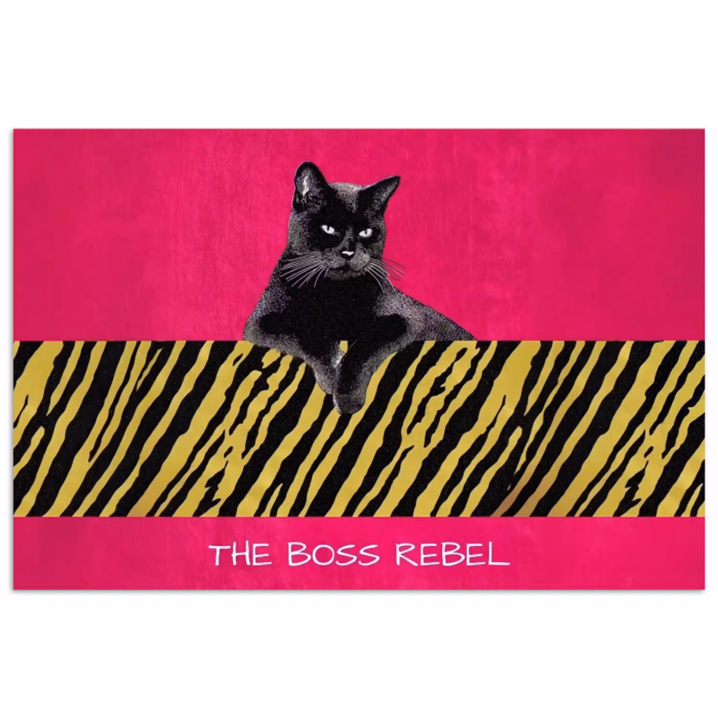 Kat - Baas - Roze - Tijgerprint poster papier klein -3d