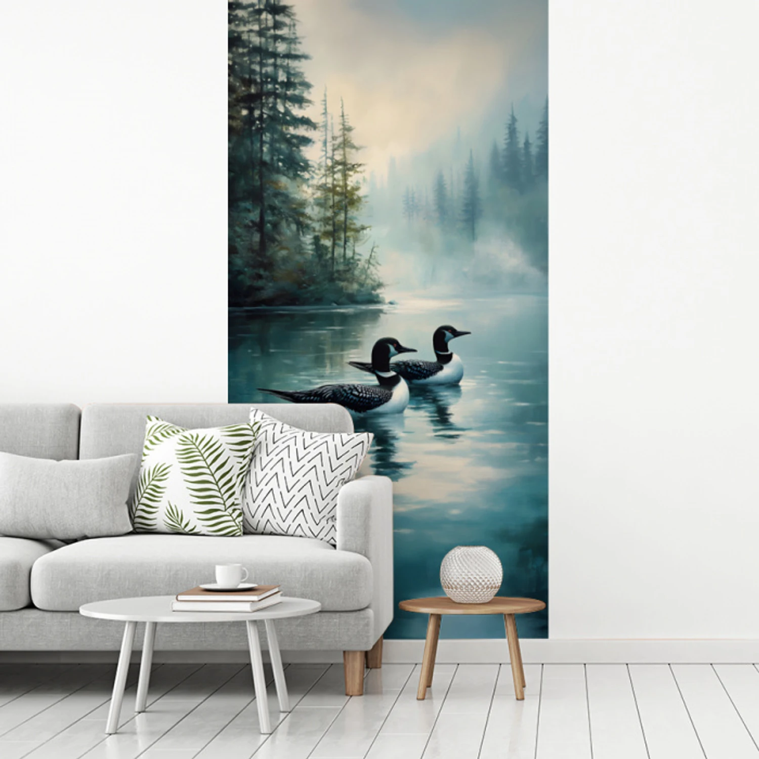 Bos - Water - Eenden - Mistig fotobehang vinyl groot -woonkamer