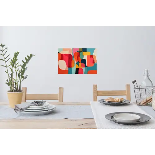 Vormen - Kleurrijk - Abstract - Vlakken Muursticker klein -eettafel