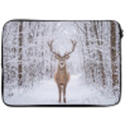 Hert - Winter - Bos - Natuur - Wit laptophoes neopreen klein -zkaufland3dotto