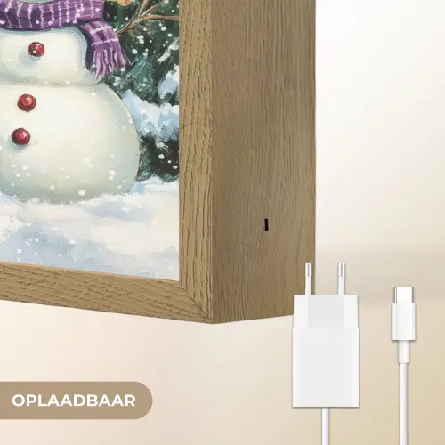 Vrolijk -  Sneeuw - Kleurrijk Light Box met batterij (Wandlamp) middel -USP_websiteoplaadbaarNL