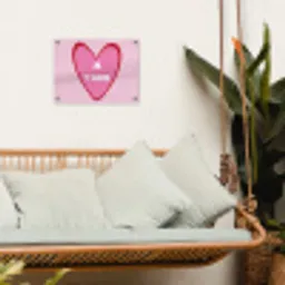 Hart - Frans - Valentijn - Roze tuinposter los doek klein -sfeer7