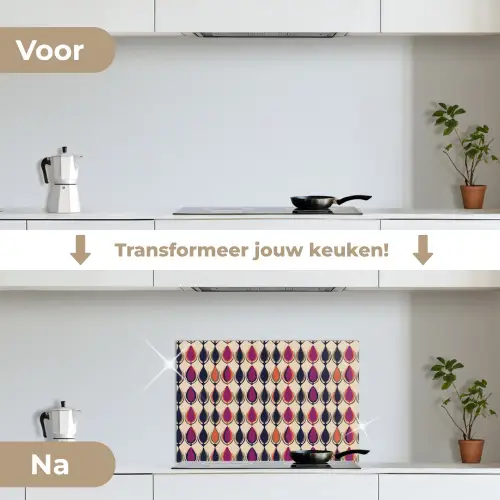 Vintage - Retro - Kleurrijk keuken achterwand spatscherm klein 900 -voor_na_NL