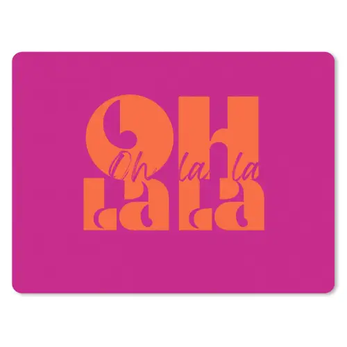 Oh la la - Roze - Oranje - Gestapelde letters muismat rubber klein -3d
