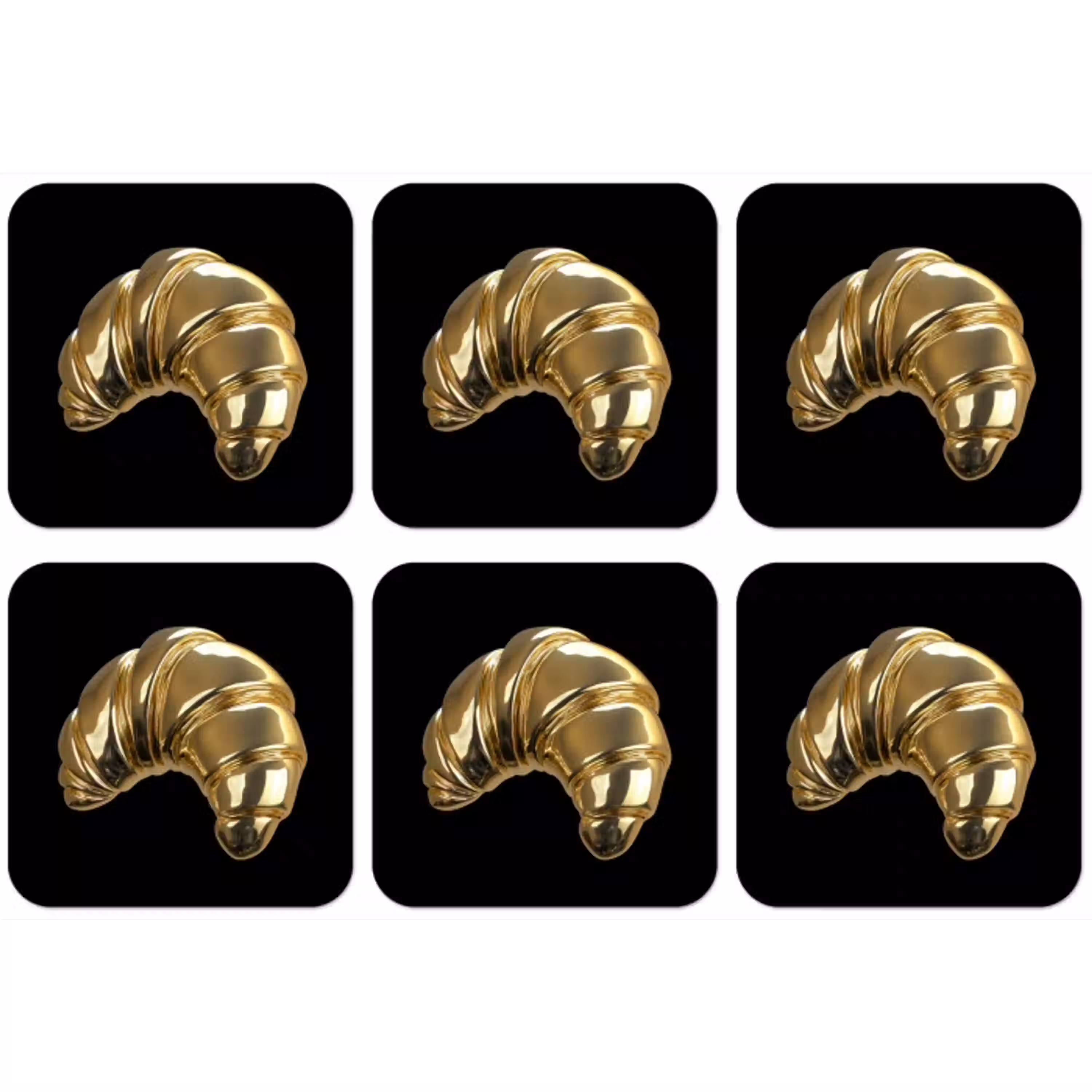 Croissant - Brood - Goud - Zwart onderzetter kurk middel -zkaufland3dotto