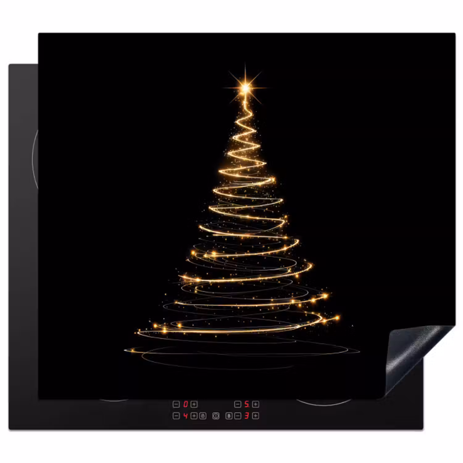 Inductie beschermer - Magisch - Kerstboom - Lichtspiralen - Zwart