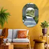 Doorkijk - Pad - Beton - Landschap Wandcirkel Ovaal Glas middel -sfeer4