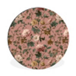 Bloemen - Klassiek - Roze Wandcirkel aluminium klein 190 -3d