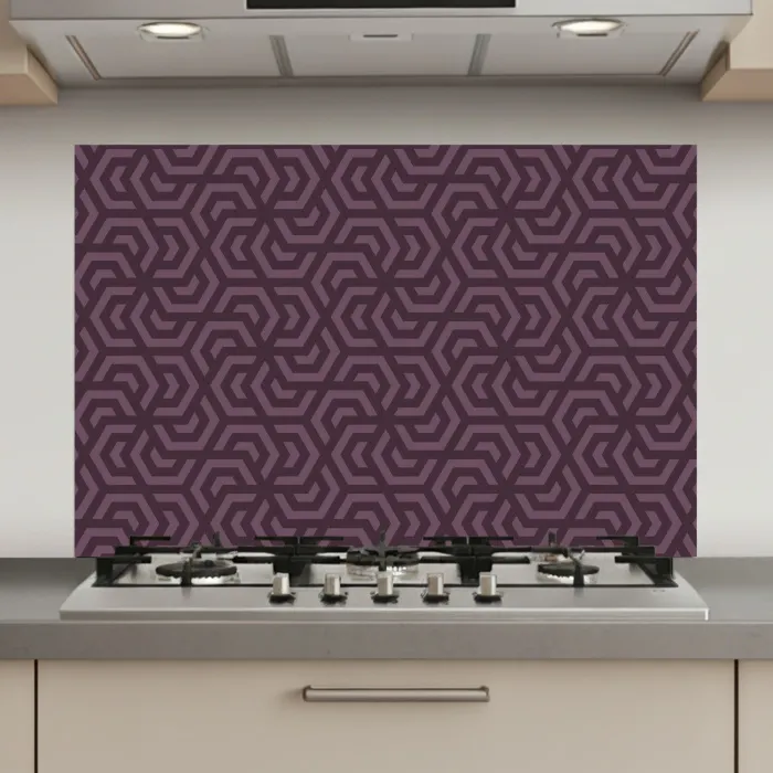 Paars - Geometrisch - Patroon - Donker keuken achterwand spatscherm klein 900 -3d_website