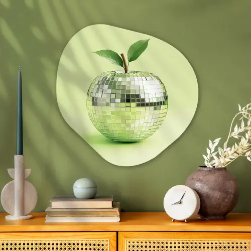 Groen - Disco - Decoratie - Appel Wandcirkel Organisch Aluminium middel -sfeer2