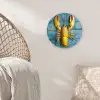 Kreeft - Geel - Blauw - Tegels Wandcirkel kunststof plaat 5mm dik klein -sfeer5