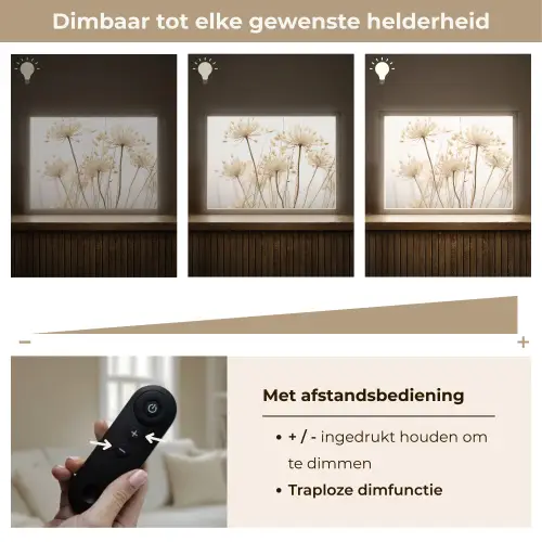 Bloemen - Wit - Zonlicht Light Box met batterij (Wandlamp) middel -USP_dimbaarNL