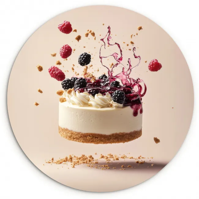 Cheesecake - Eten - Roze - Taart KitchenYeah - Keuken - Wandcirkel Forex klein -3d
