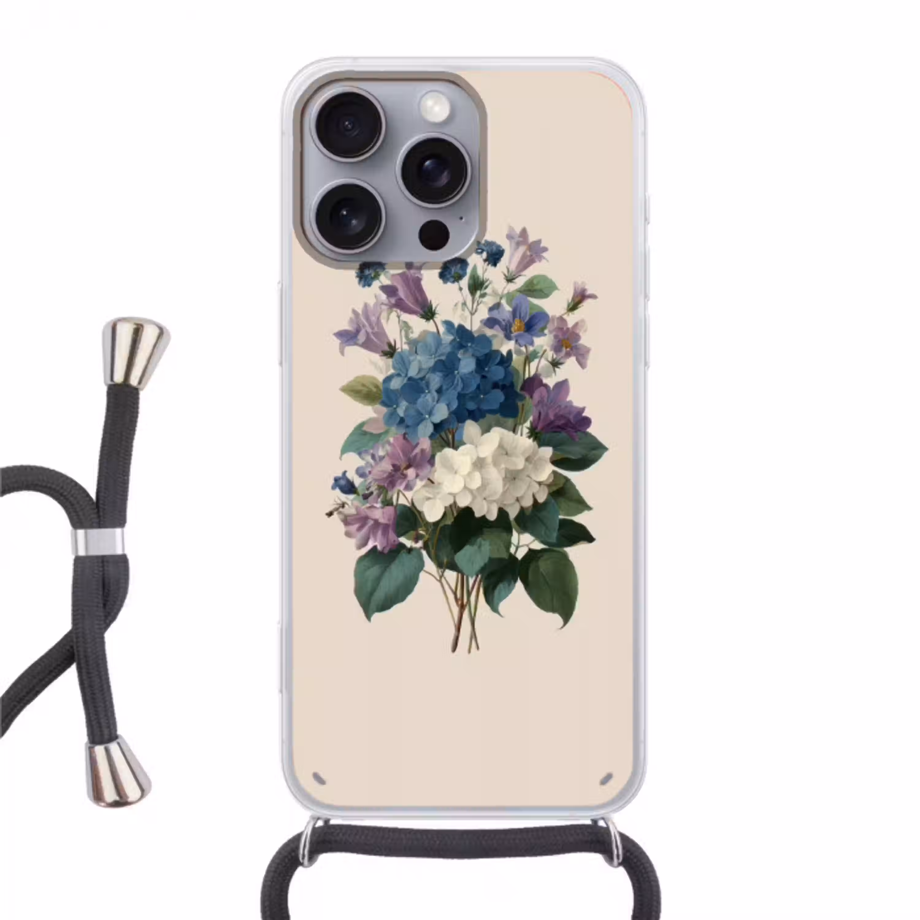 Bloemen - Gedetailleerd - Rust - Realistisch Hoesje iPhone 16 Pro Max met koord klein -3d