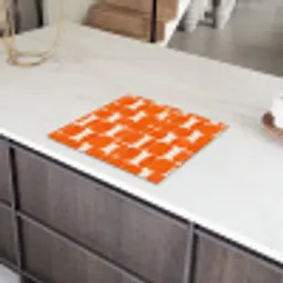 Patroon - Retro - Oranje Inductie beschermer vinyl 3mm middel 274 -sfeer8