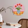 Tulpen - Roze - Vaas Akoestische PET Vilt - Rond klein -sfeer3