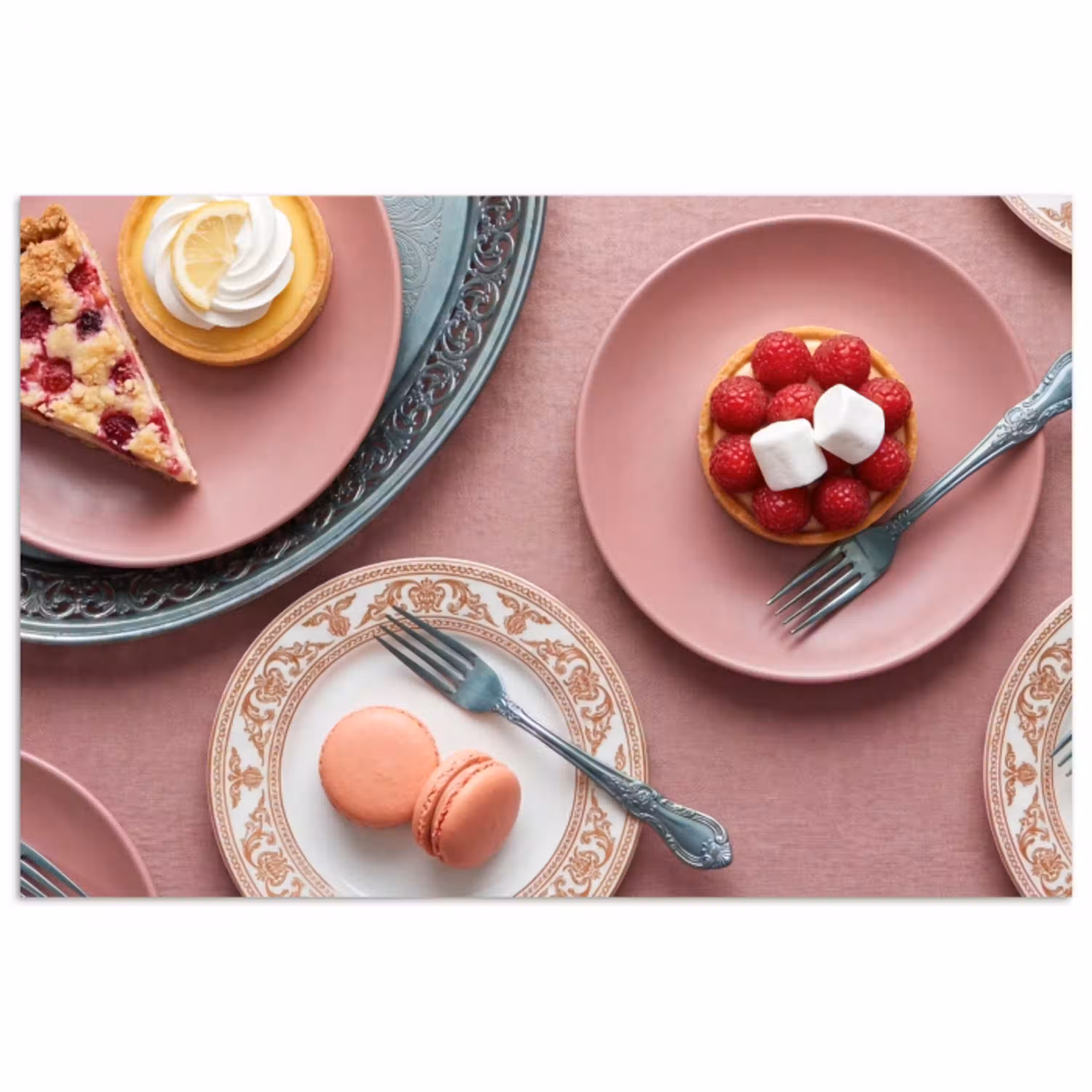 Dessert - Taart - Gebak - Zoet - Roze poster papier klein -3d