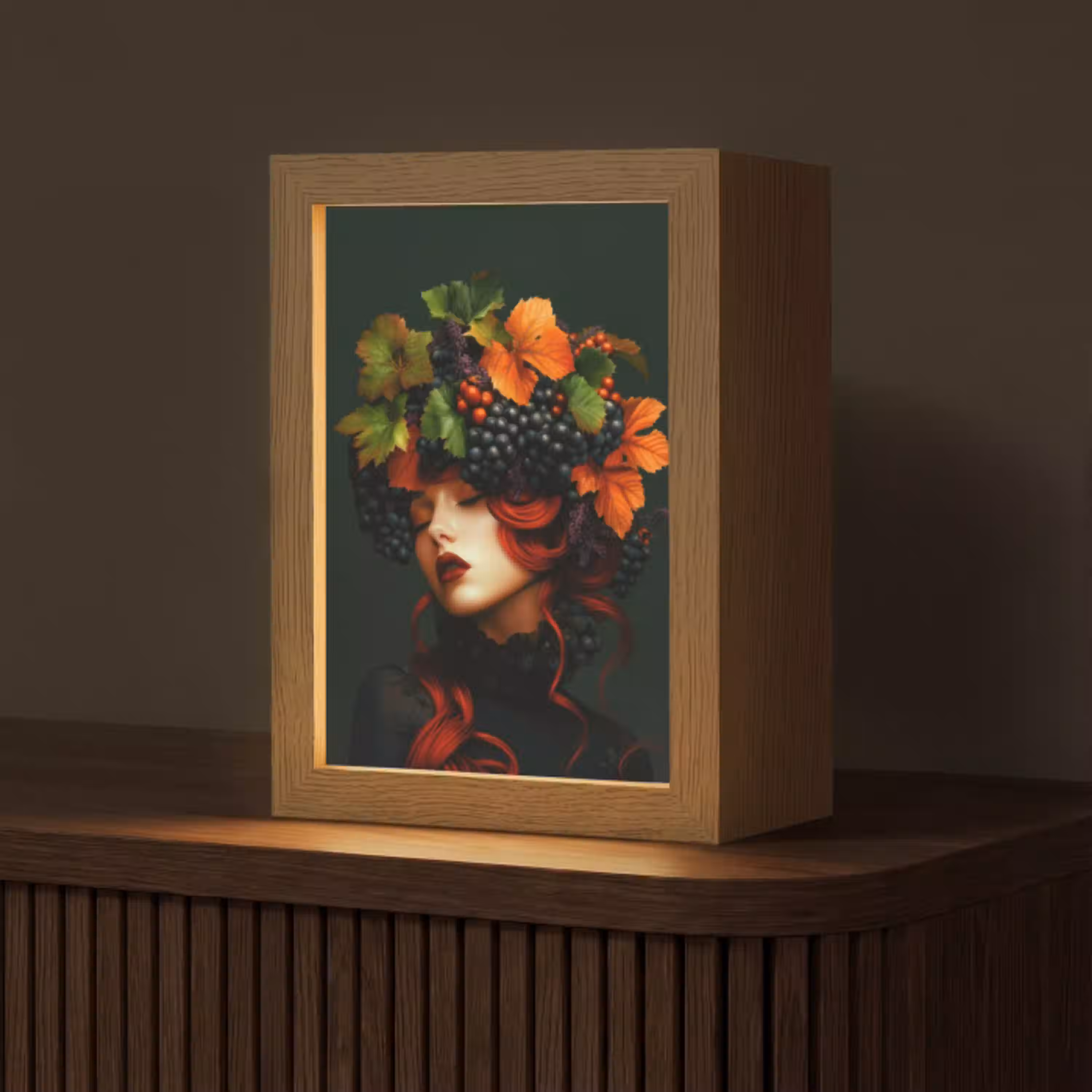 Vrouw - Rood - Groen - Druiven Light Box met kabel (Tafellamp) klein -z3d_website