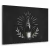 Champagnefles - Lauriertakken - Zwarte achtergrond Textielframe zwart klein -3d