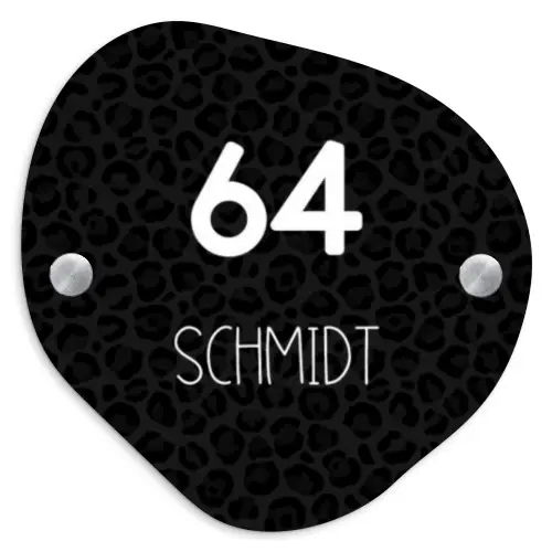 Zwart panterprint - Modern Naambord Organisch middel -3d