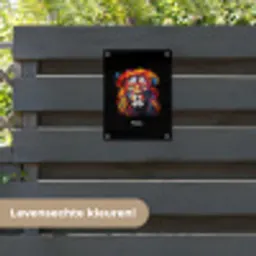 Kleurrijke leeuw in graffiti stijl tuinposter los doek klein -sfeer3